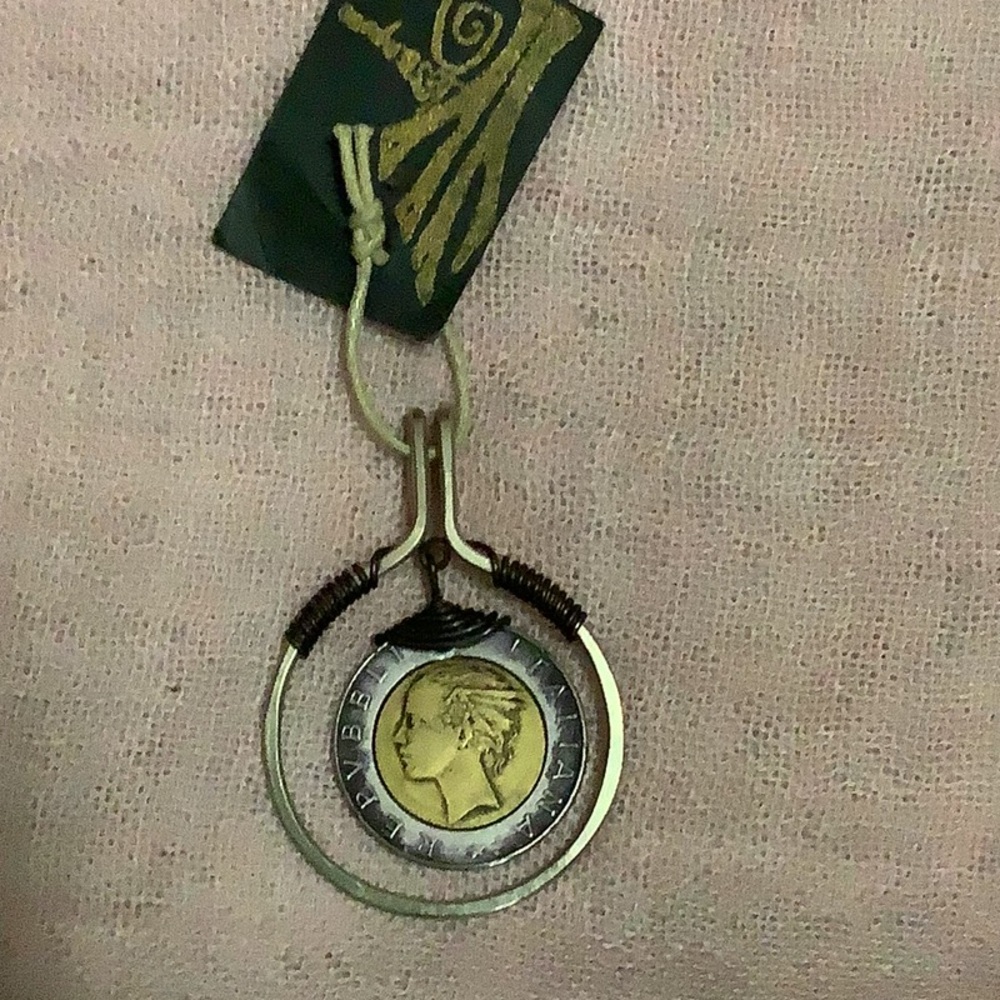 Italian Coin Pendant, Mixed Metal